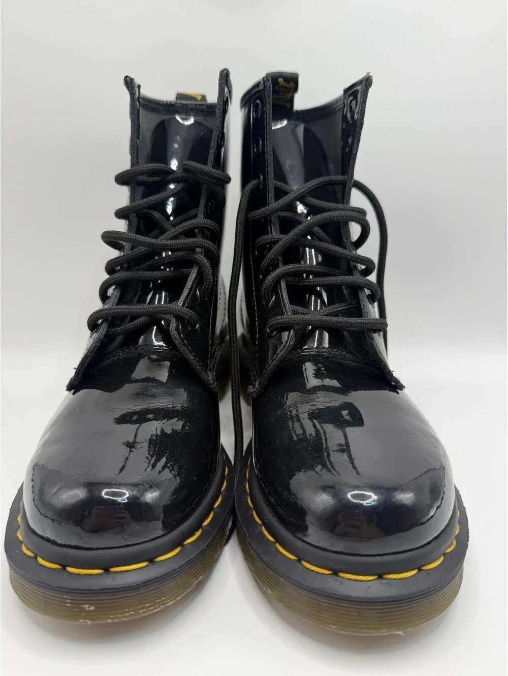 Dr. Martens 1460 Black Patent Lamper Leather 8 Eyelet Combat Boots Womens Size 6
